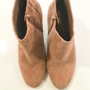 Nude booties with thick heel